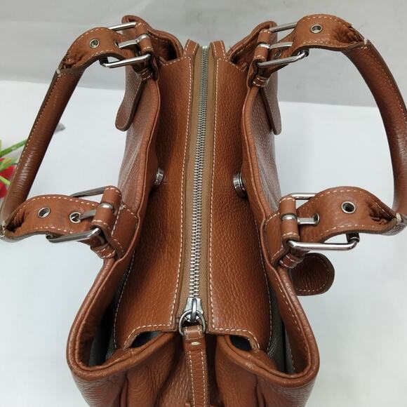 Dooney & Bourke Brown Pebbled Leather Carryall Top Handle Satchel Bag - Picture 9 of 16